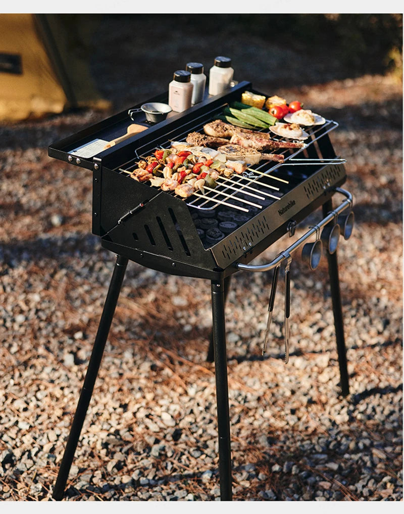 Naturehike Vertical Barbecue Rack Foldable Barbecue Charcoal Grill Stainless Steel Folding BBQ Grill For Outdoor Cooking Camping