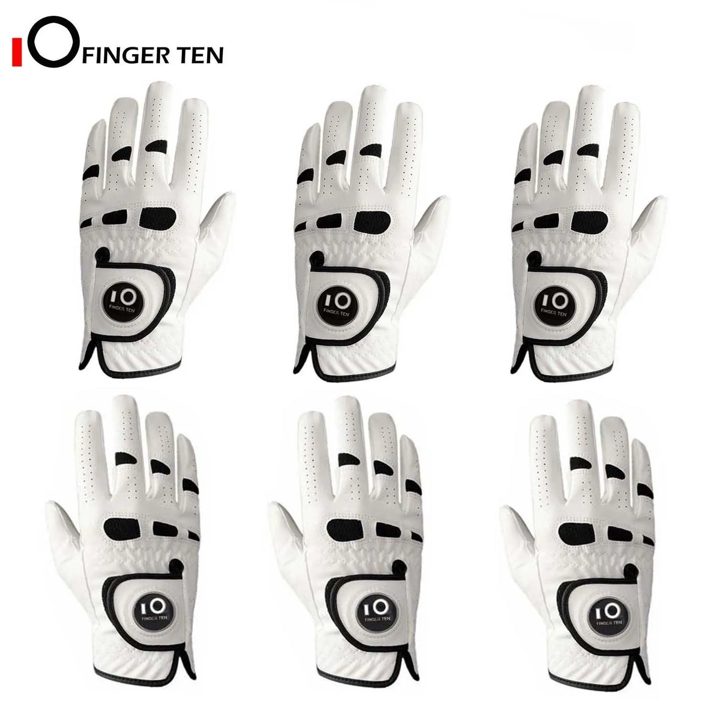 6 Pcs Premium Comfortable Golf Gloves Men Cabretta Leather with Ball Marker Left Hand Right Grip Cadet Size S M ML L XL
