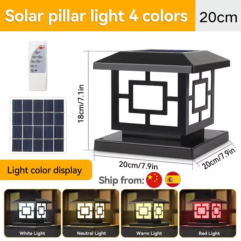 Outdoor Led Solar Garden Lights Dimming Timed Column Light Post Lamp Pillar Light Modern LED for Home Villa Garden Patio Decor