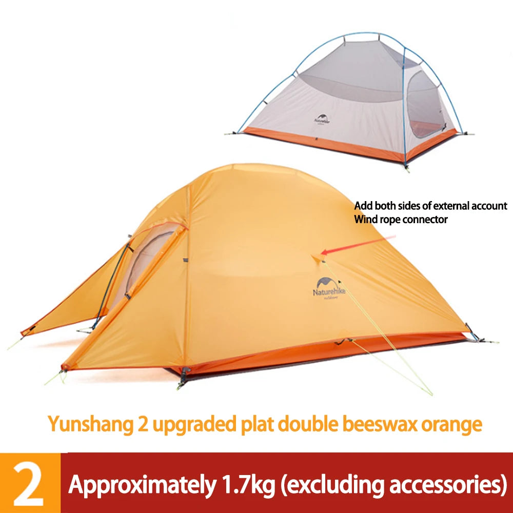 Naturehike Cloud Up 2 Camping Tent 1-2 Person Nylon 20D Travel Tent Waterproof Portable Hiking Backpacking Tent Ultralight