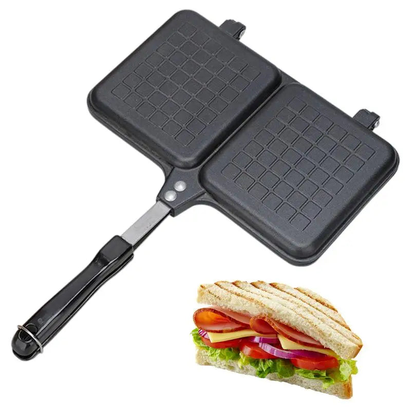 Toasted Sandwich Maker Double Panel Stove Hot Sandwich Maker With Handle Bread Toaster Non-Stick Frying Pan Stove Grill Pan