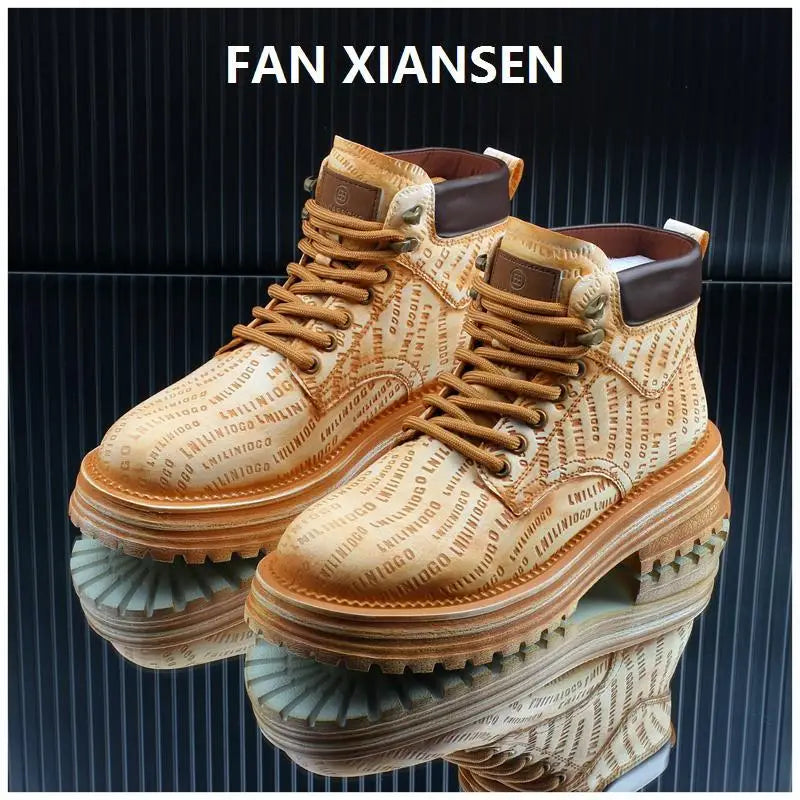 Motorcycle cycling shoes Ankle Boots Casual Sneaker Leather Shoes Loafers  Boots for Men Sports and Wear Round Toe Army Boots