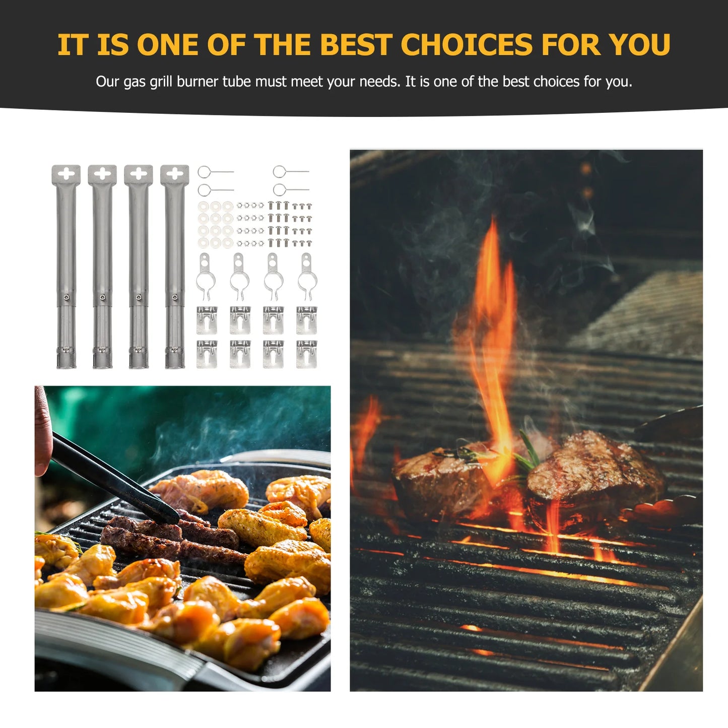 1 set 1 Set Stainless Steel Bbq Grill Burner Tube Adjustable Channel For Gas Grills Outdoor Grill Accessories Flame