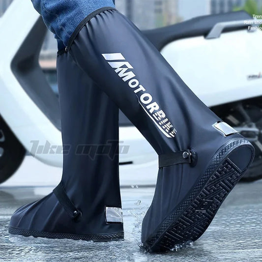 Motorbike Cycling Bike Reusable Rainproof Shoes Cover Motorcycle High Rain Boots Waterproof Reflective Snowy Non-Slip Footwear