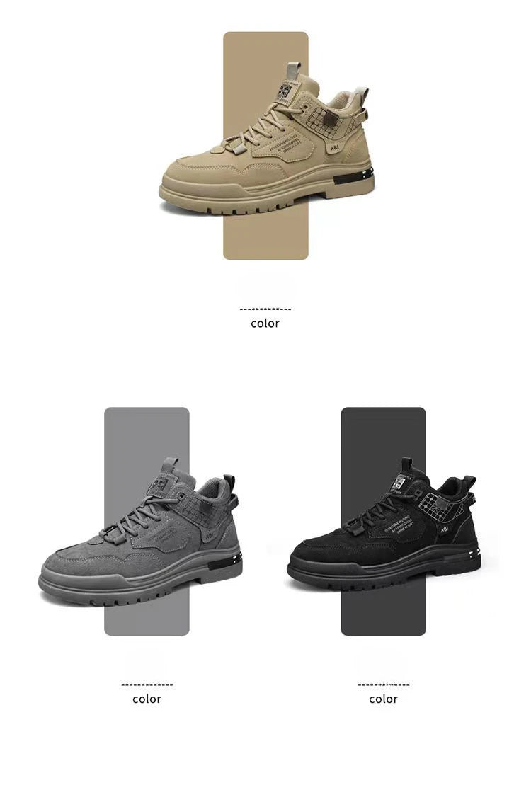 Men's Boots Mens Luxurious Design Casual Shoes Mens Motorcycle Boots Men's Waterproof and Wear-resistant Work Shoes