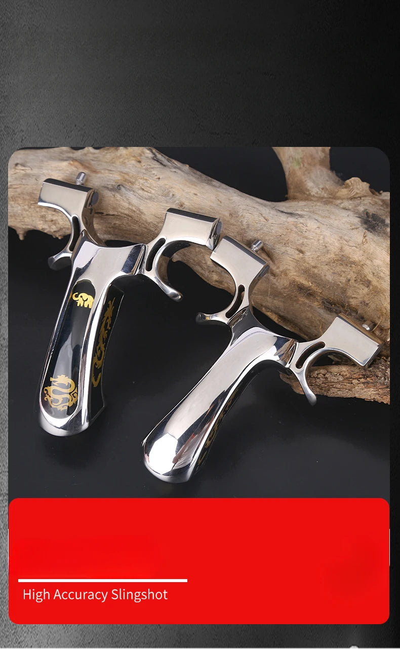 New High-Precision Slingshot 304 Stainless Steel Outdoor Powerful Shooting Slingshot Catapult Set