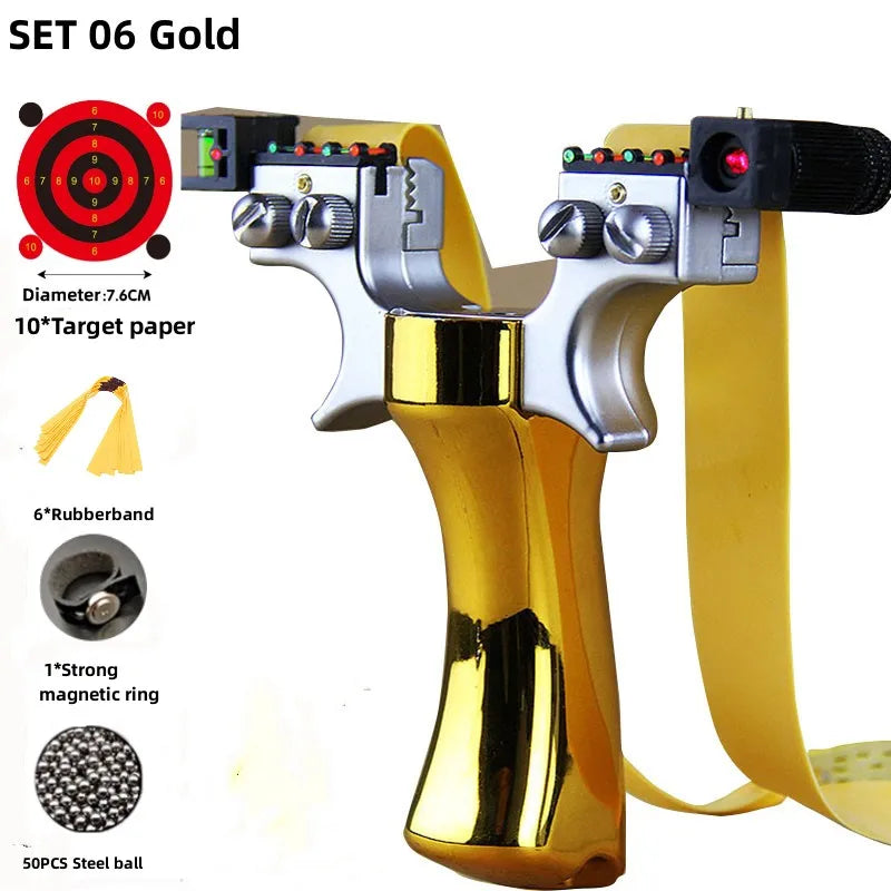 Powerful New Laser Slingshot Upgrade Outdoor Shooting Catapult Double Screw Quick Pressure Rubber Band Toy Hunting Tools Outdoor