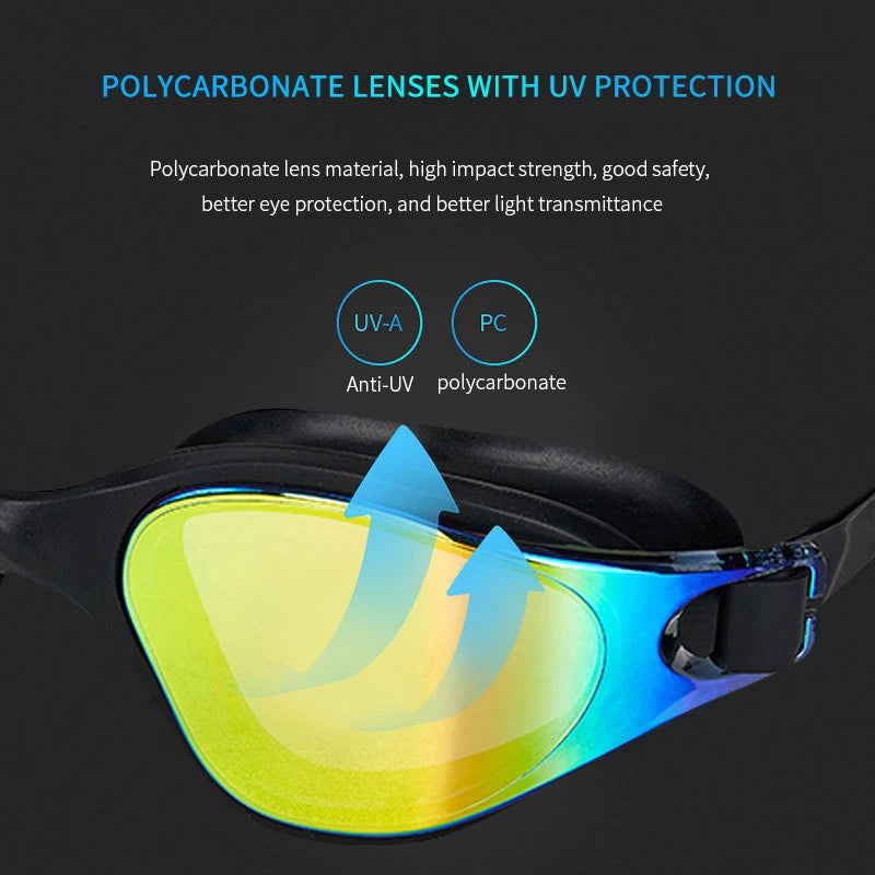 Unisex Adult Swimming Goggles – Anti-Fog Swim Glasses for Men & Women – Adjustable Silicone Waterproof Professional Swim Eyewear