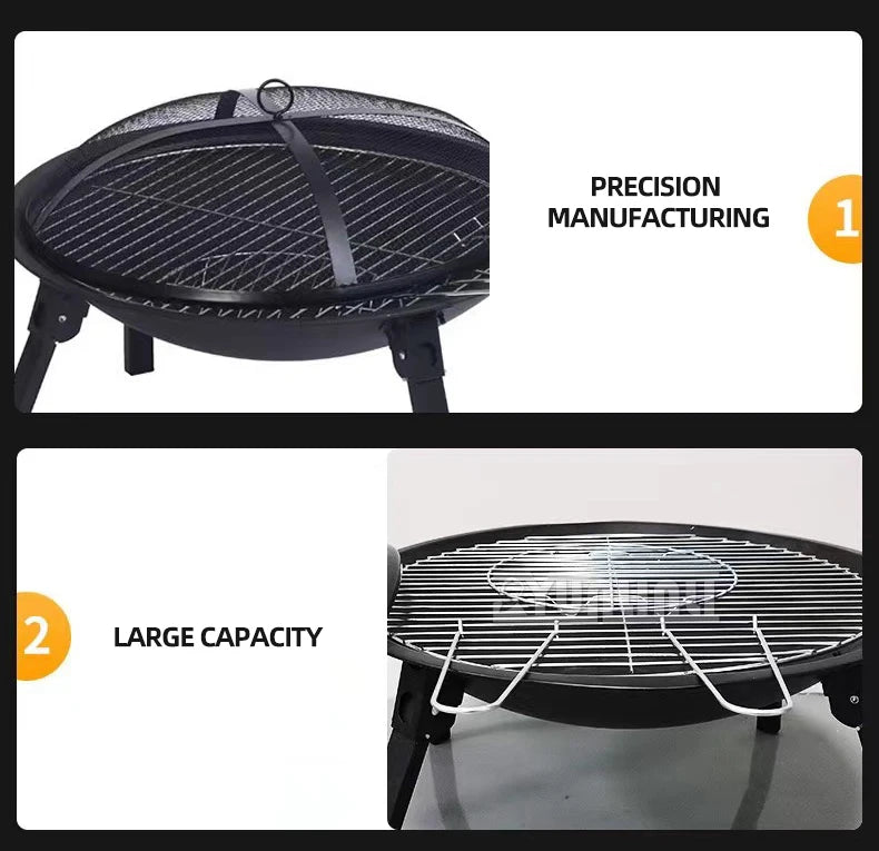 55cm Outdoor Round Brazier Foldable Barbecue Grill, Tea Heating Stove, Firewood Stove, Barbecue Stove, Carbon Bonfire Brazier KR