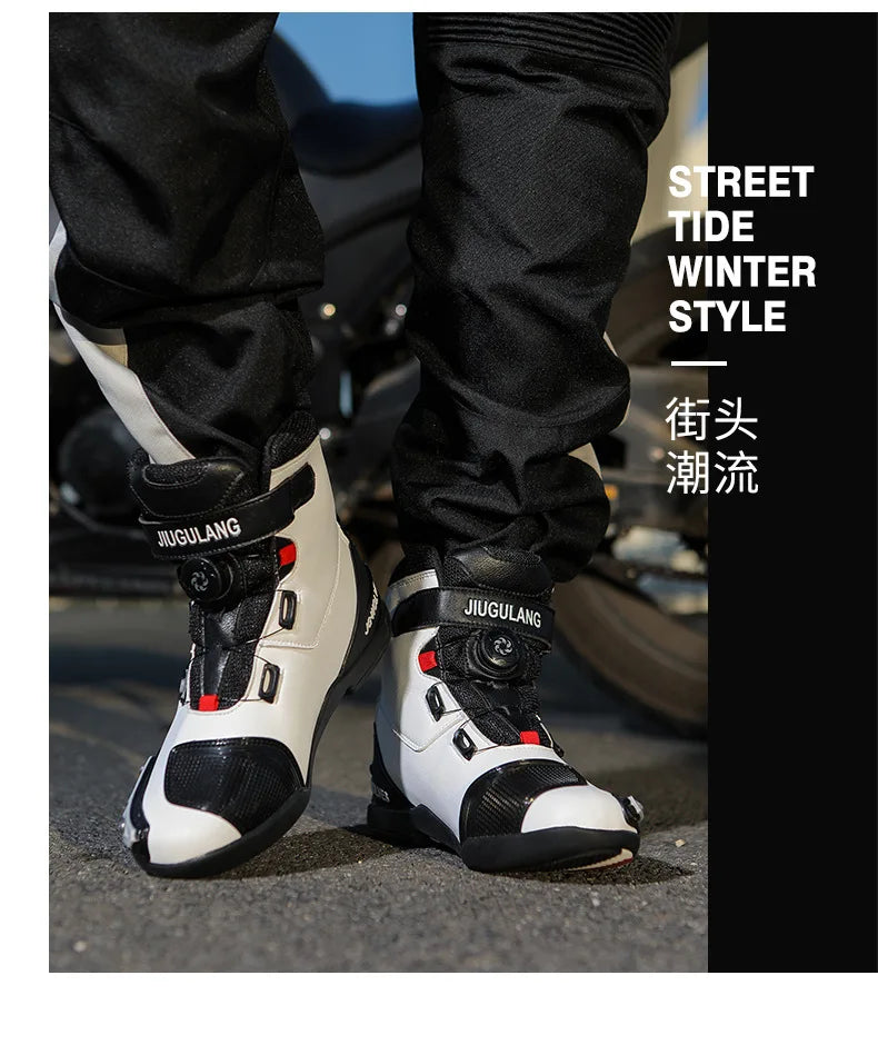 Motorcycle Boots Man Leather Motos Riders Protective Motocross Boots Waterproof Non-slip Motocross Mountain Racing Shoes