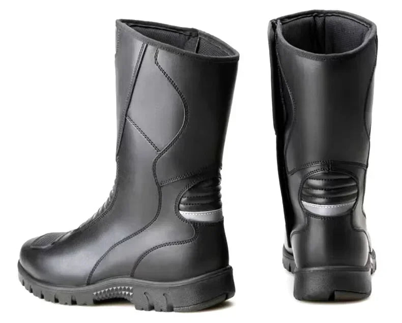 Motorcycle Boots Men Classic Motocross Boots with Reinforced Heel Toe Counter Waterproof Tall Motorcycle Touring Boot Botas Moto