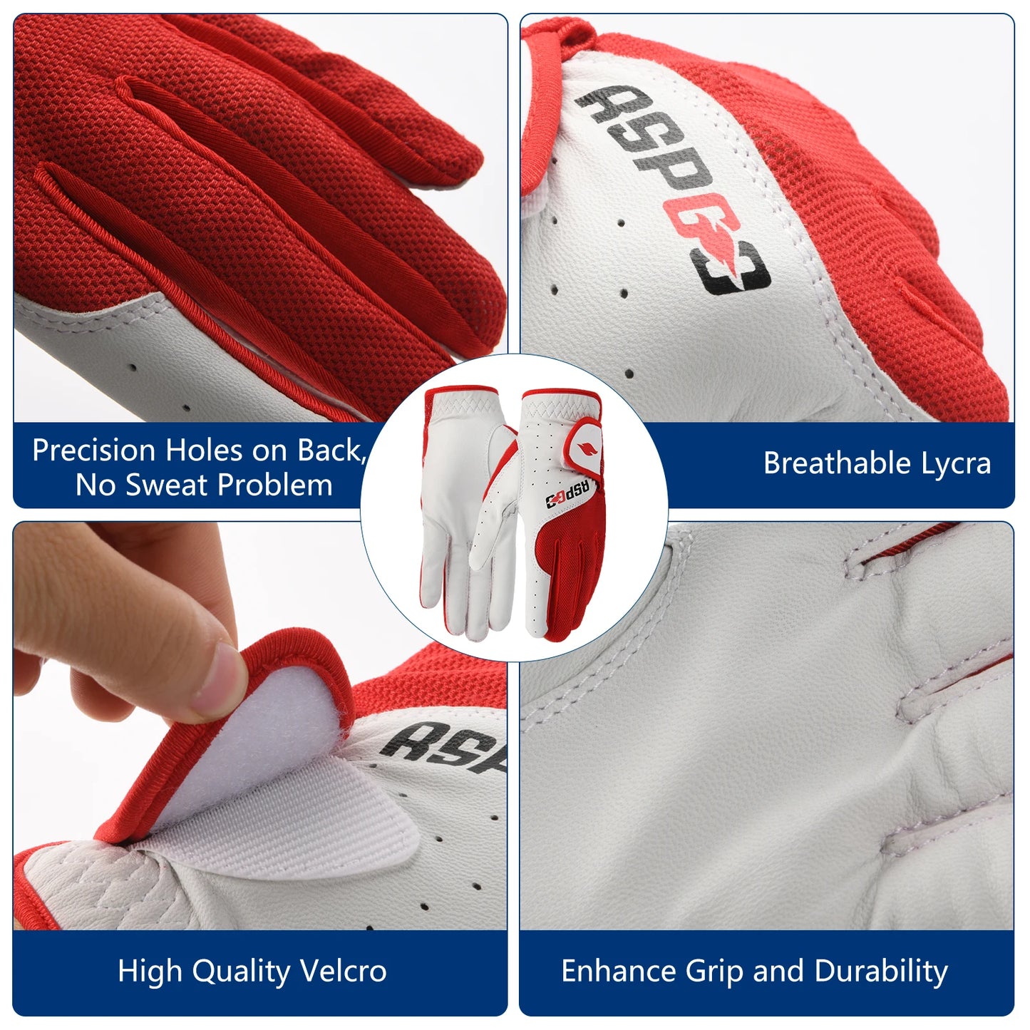 RSPGO Men's and Women's Single Pack Left - Handed Breathable Golf Gloves Crafted from All - Premium Soft Cabretta Leather