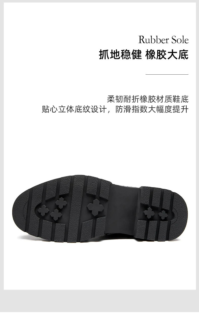 Brown Leather Motorcycle Boots Mens Round Head High Top Motorbike Boots Quality Moto Riding Shoes Thick Soled Summer Winter