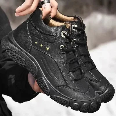 Motorcycle Riding Boots with Winter Velvet Style Warm Waterproof and Non Slip Outdoor Leisure Hiking Shoes Motorcycle Boots