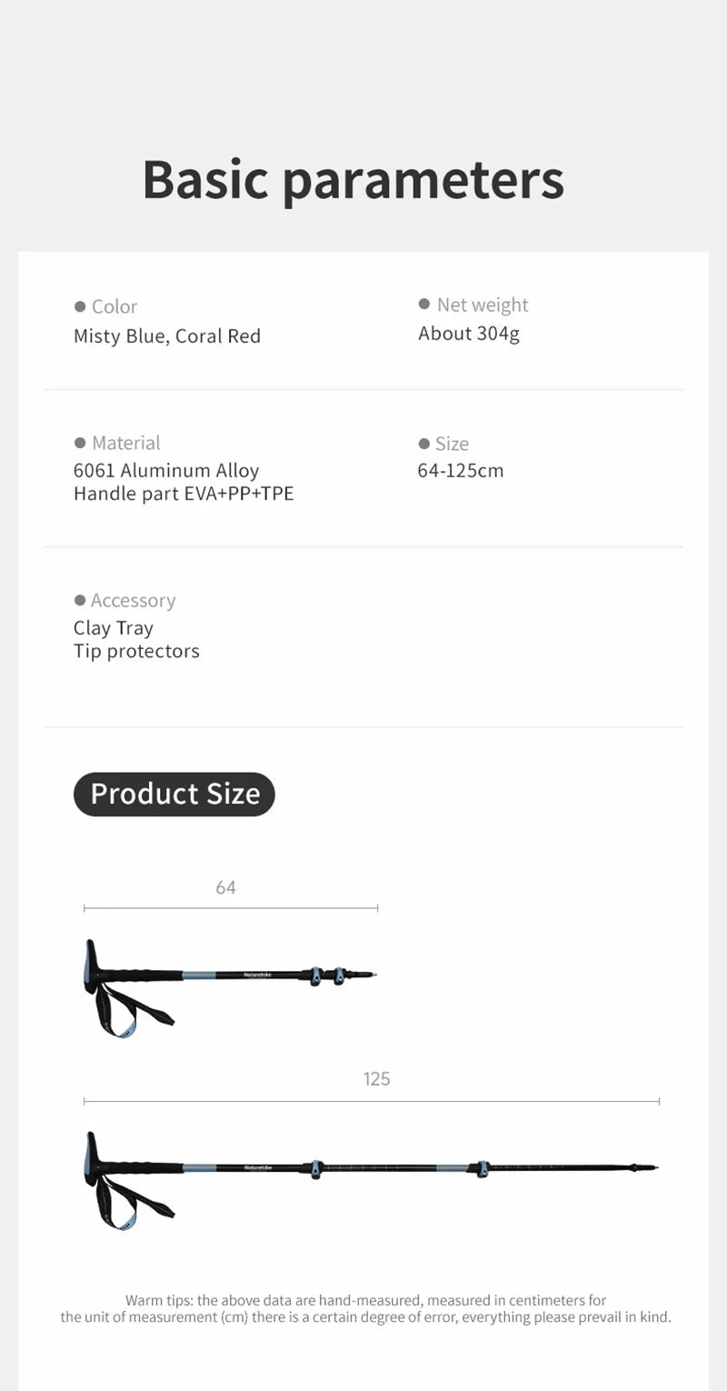 Naturehike Folding Trekking Pole Foldable Walking Stick for Walk Climbing Retractable 3 Sections Telescopic 6061 Aluminum Alloy