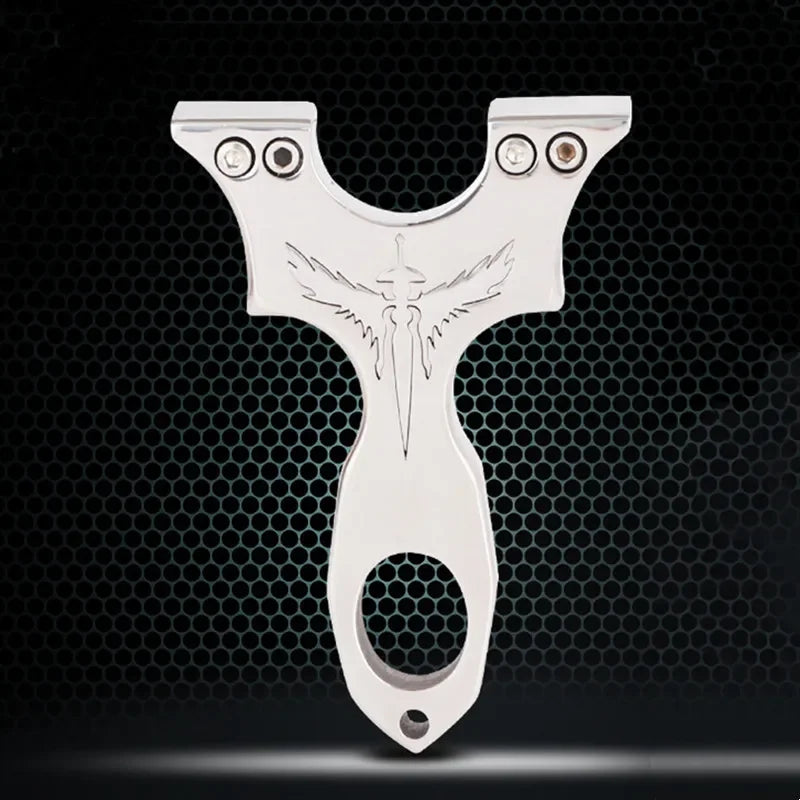 New Stainless Steel CNC Wire-cut Slingshot Exquisitely Carved Patterns High-quality Shooting Catapult Set with Rubber Band