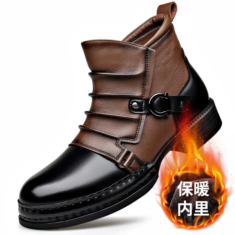 Autumn Winter Retro Ankle Boots for Men Fashion Casual Size Zipper Motorcycle Boots Man New Designer Warm Platform Shoes Male