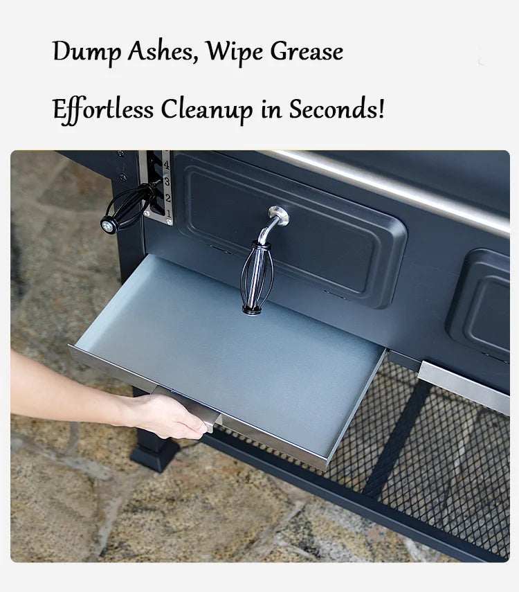 Portable Outdoor Bbq Wood  Grills Large Duty Charcoal Bbq Grill Trolley Smoker Barbecue Grill With Foldable Double Side Table