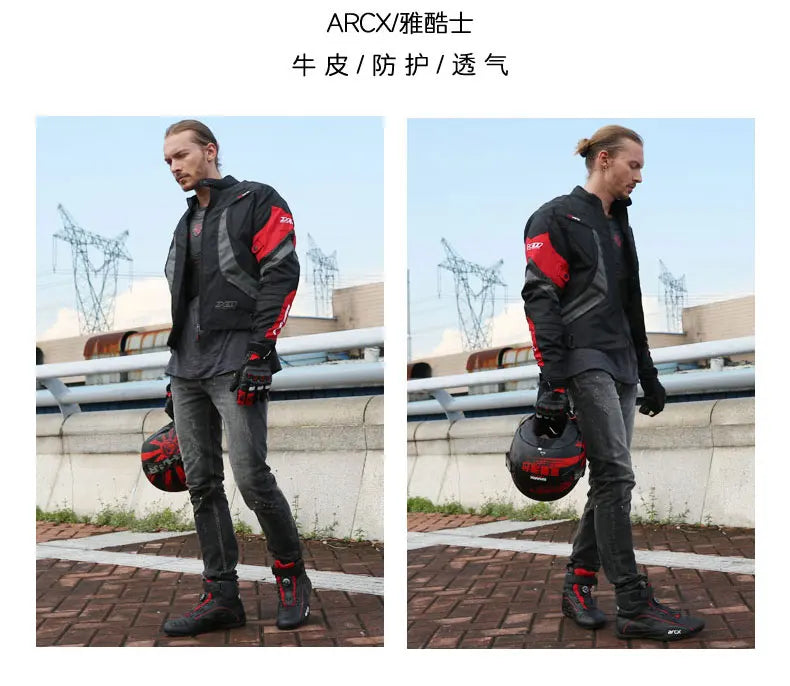 New Arcx Motorcycle Riding Boots Cowhide Casual Motorbike Road Travel Cycling Shoes Men Breathable Botas Four Season For Honda