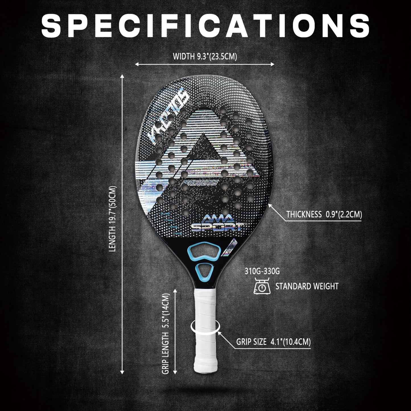 AMASPORT  Beach Tennis Racquet Carbon Fiber Grit Face With EVA Memory Foam Core Beach Tennis Paddles For High-level Players
