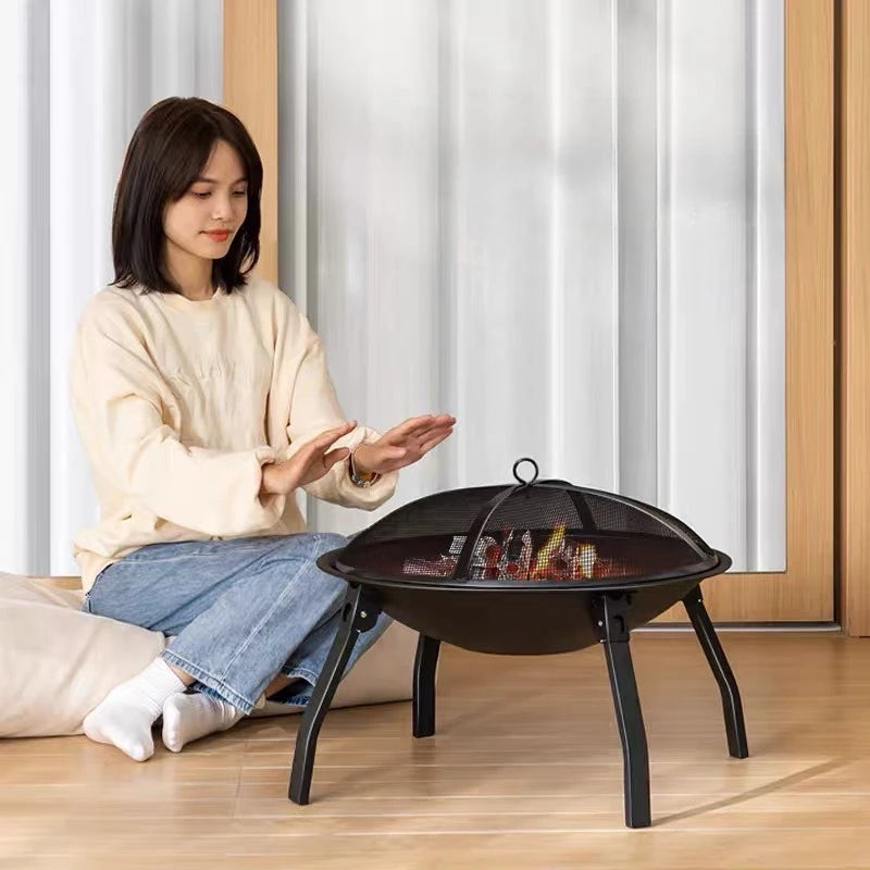 Camping Fire Pit Bonfire Charcoal Barbecue Stove Fire Wood Heater Outdoor Burner Winter Insulation  Bbq Grill Outdoor  Grill