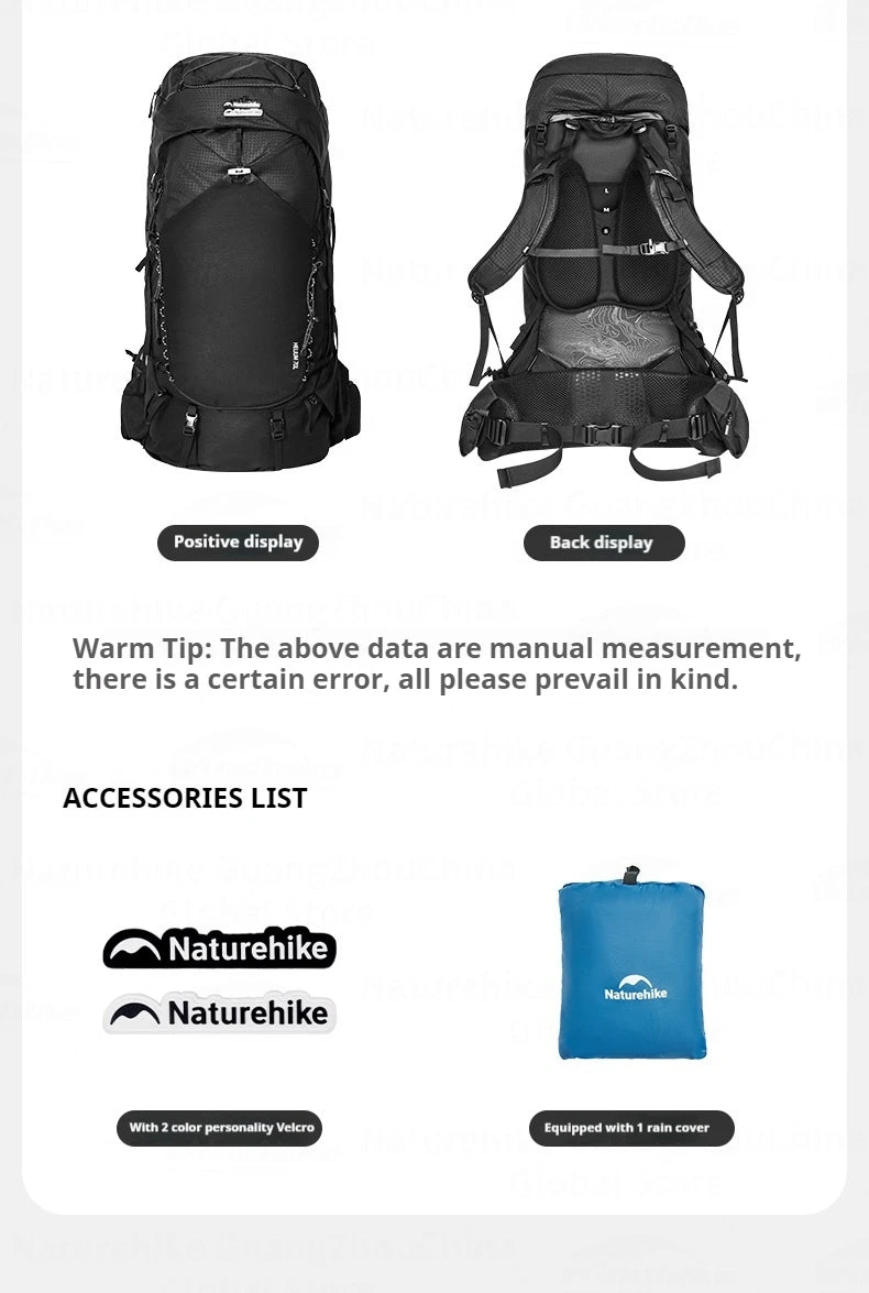 Naturehike 70L Hiking Backpack Outdoor Rainproof With Rain Cover Knapsack Climbing Shoulder Bag Travel Camping Rucksack Portable