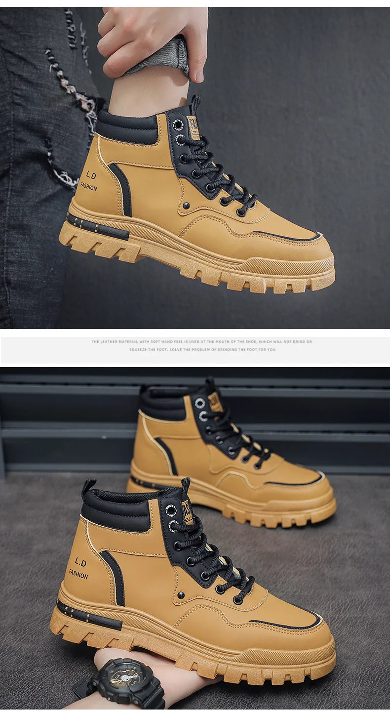 2025 Men's Casual Shoes Non-slip Wear-resistant High-top Sneakers Outdoor Comfortable Platform Hiking Shoes Designer Men's Shoes