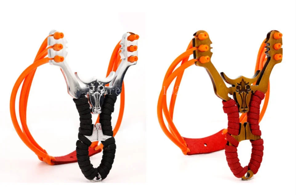 Powerful Alloy Slingshot Set Steel Balls Catapult Slingshot Bow Bag with 2 Rubber Bands Outdoor Hunting