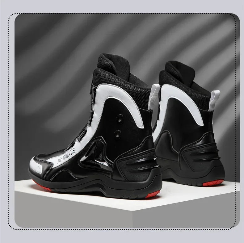 Non-slip  Motorcycle Protective Rubber Soles Boots Casual Motorcycle Boots Men's Leather Boots Motorcycle Riding Shoes