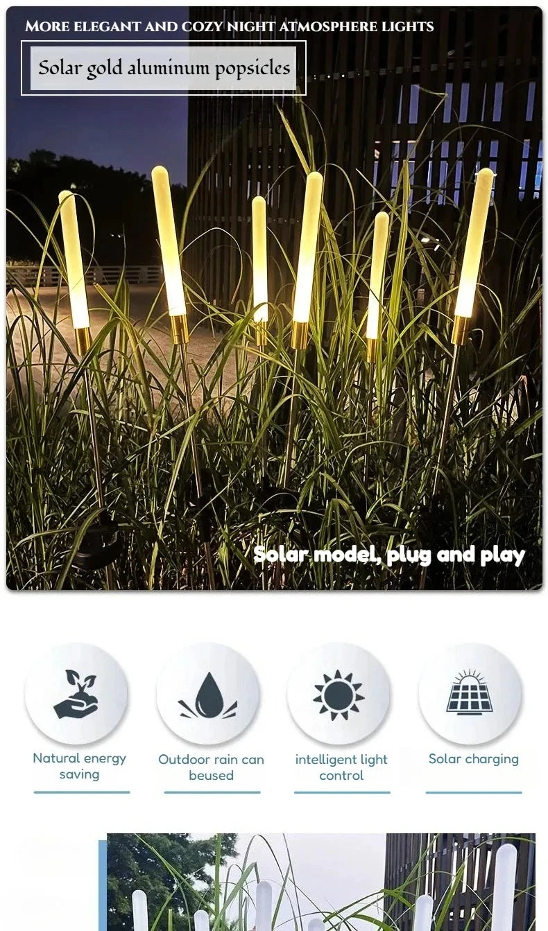 Solar Powered Luminous Reed LED Underground Lamps Outdoor Decorative Flower Stake for Yard Lawn Gardening Garden & Christmas