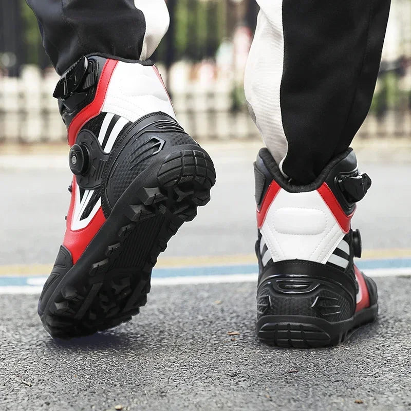 Summer Retro Mountain Off-road Motorcycle Riding Boots Men Motorbike Motocross Cycling Shoes With Gear Shift Pad Rubber Sole