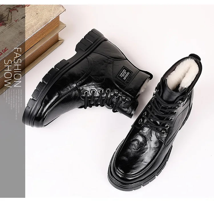 Winter Cotton Shoes Men Fashionable High-top Wear-resistant Shoes Thick-soled Plus Velvet Snow Boots Outdoor Non-slip Work Boots