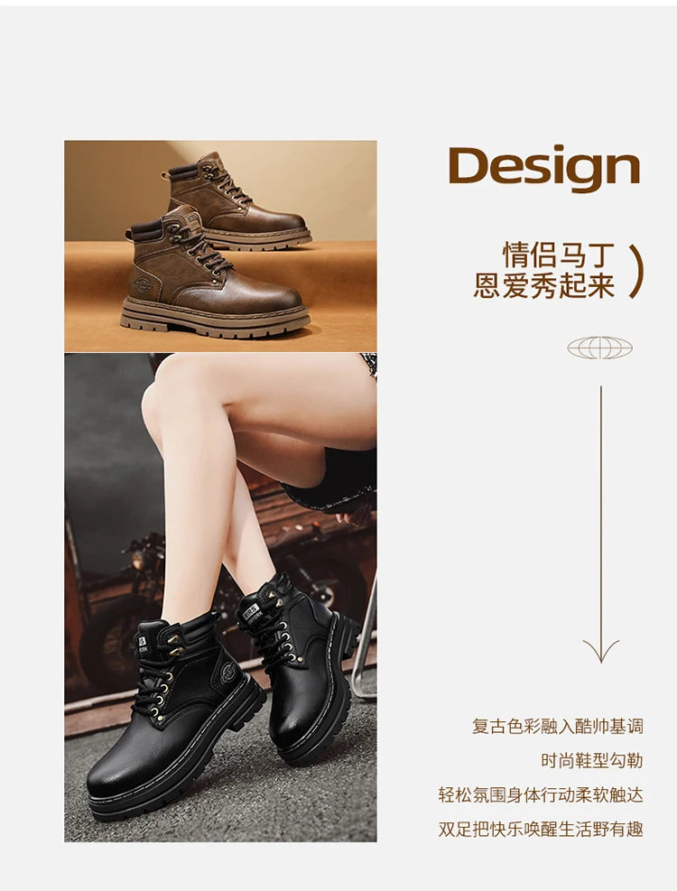 High Top Boots Men's Leather Shoes Fashion Motorcycle Ankle Boots for Men Winter Boots Man All-match Shoes Lace-Up Botas Hombre