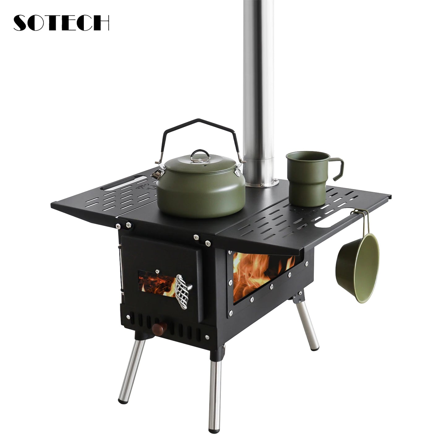 Multi-purpose Firewood Stove Stainless Steel Pellet Burner Camping Partical Heater Portable Foldable Wood Stove Outdoor Picnic