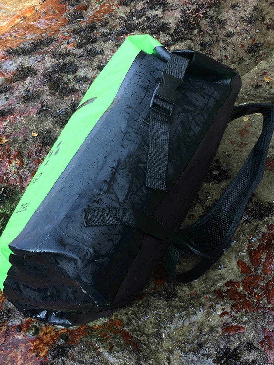 25L Foldable Hiking Bag Durable PVC Waterproof Rolltop Rucksack Backpack Abrasion-Resistant Shoulder Pack for Outdoor Adventures