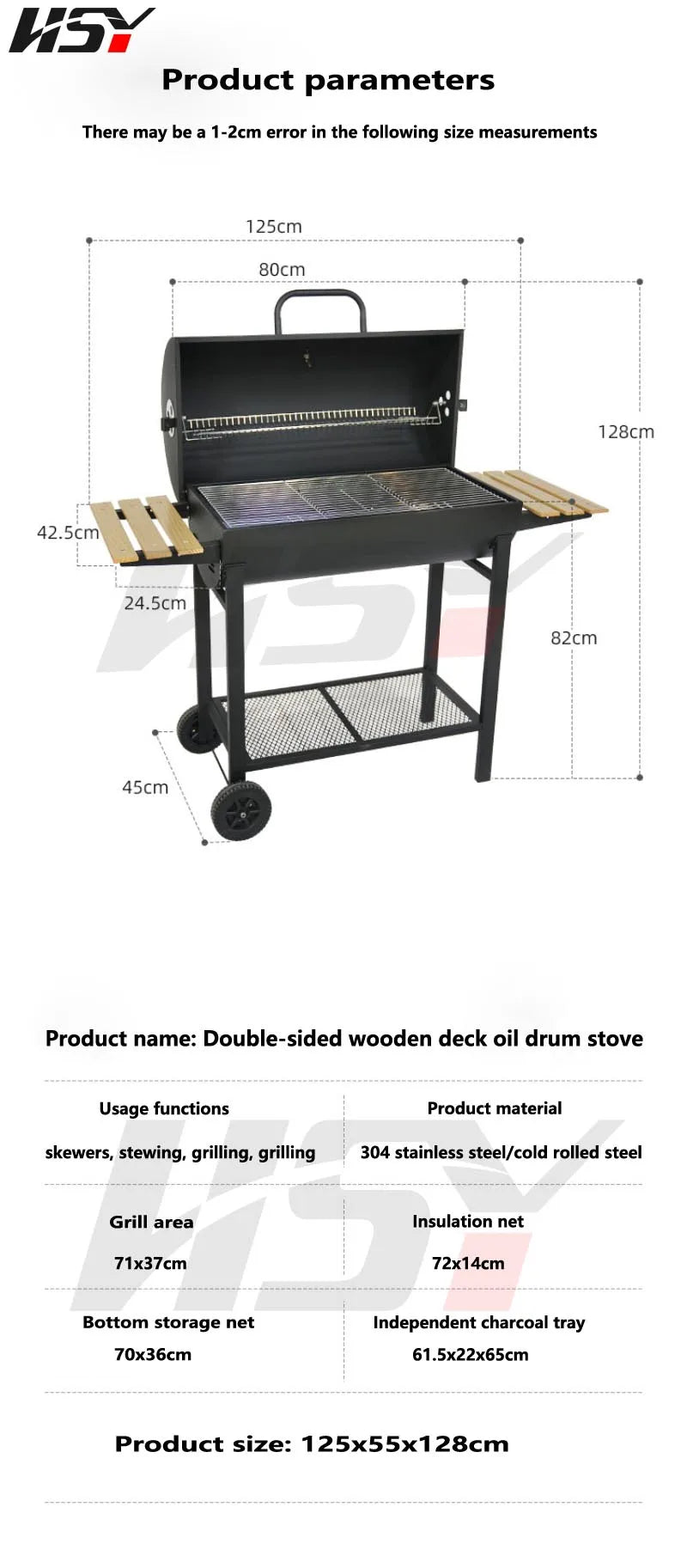 Household Charcoal Stove Outdoor American Barbecue Grill Outdoor Camping Baking Charcoal Grill Fish Grill Charcoal Smoke Grill