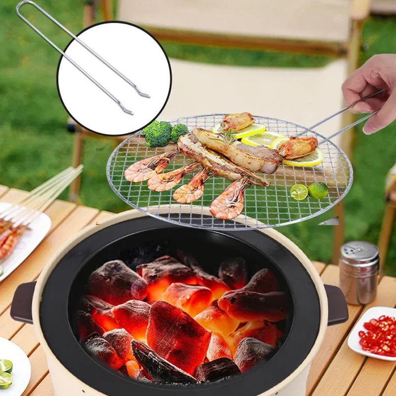 New Outdoor Smokeless Round Grill Small Stove Charcoal Grill Portable Korean Style Camping Barbecue Tabletop Stove