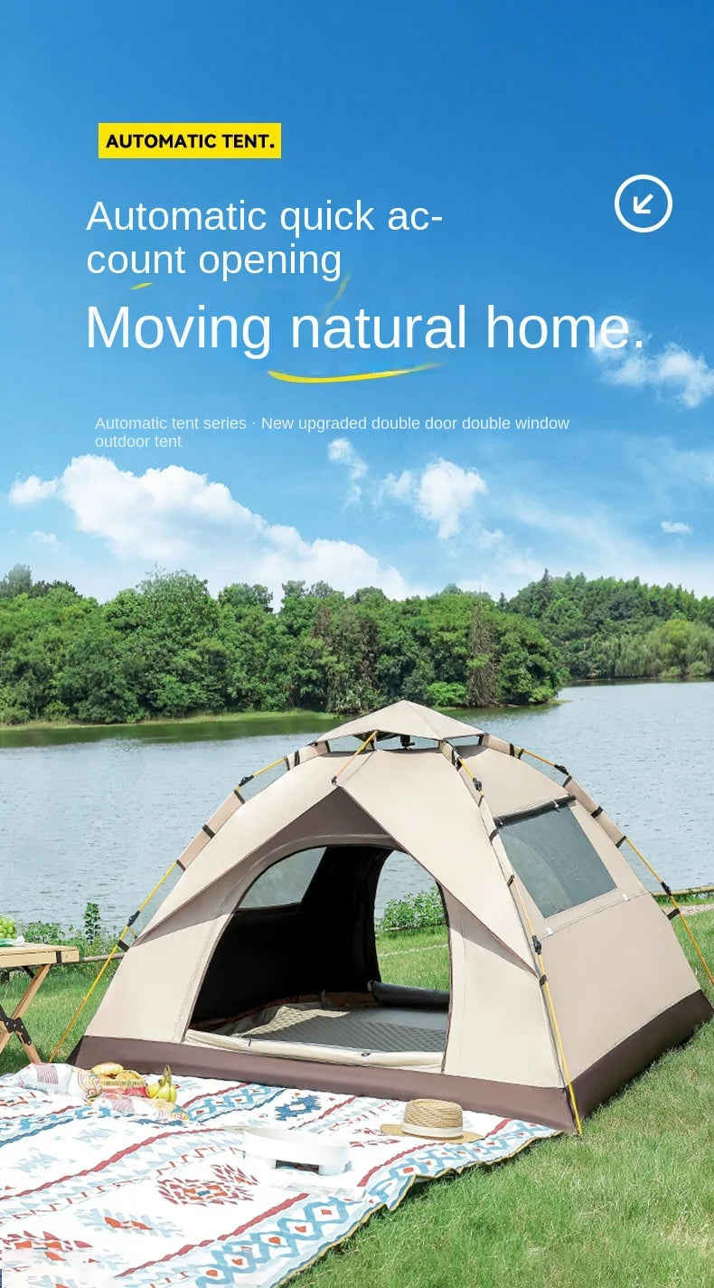 2 3 4 Person Outdoor Camping Family Automatic Waterproof Quick Opening Tent Mosquito Proof Party Portable Beach Hiking Cycling