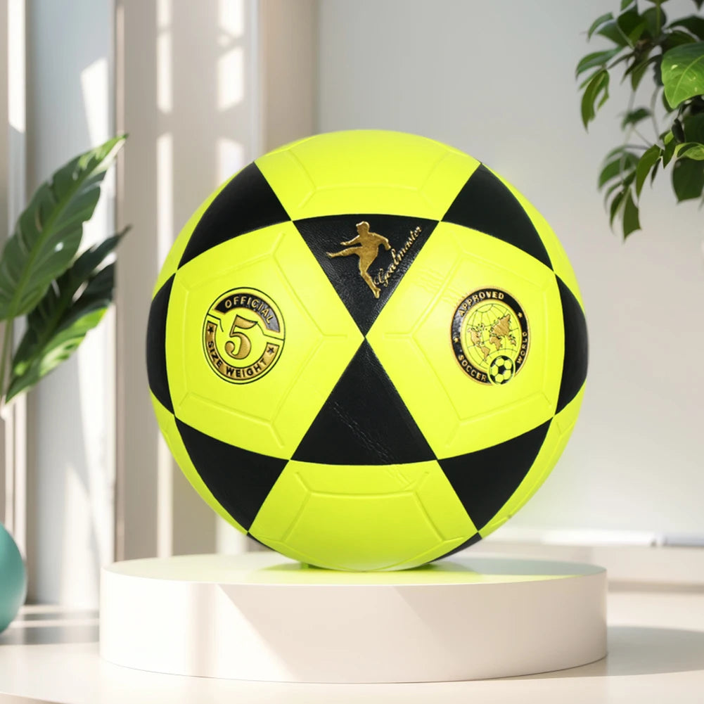 Size 5 Soccer Ball Youth Soccer Ball Machine Stitched School Competition Football Black Triangle Print for Outdoor Sports