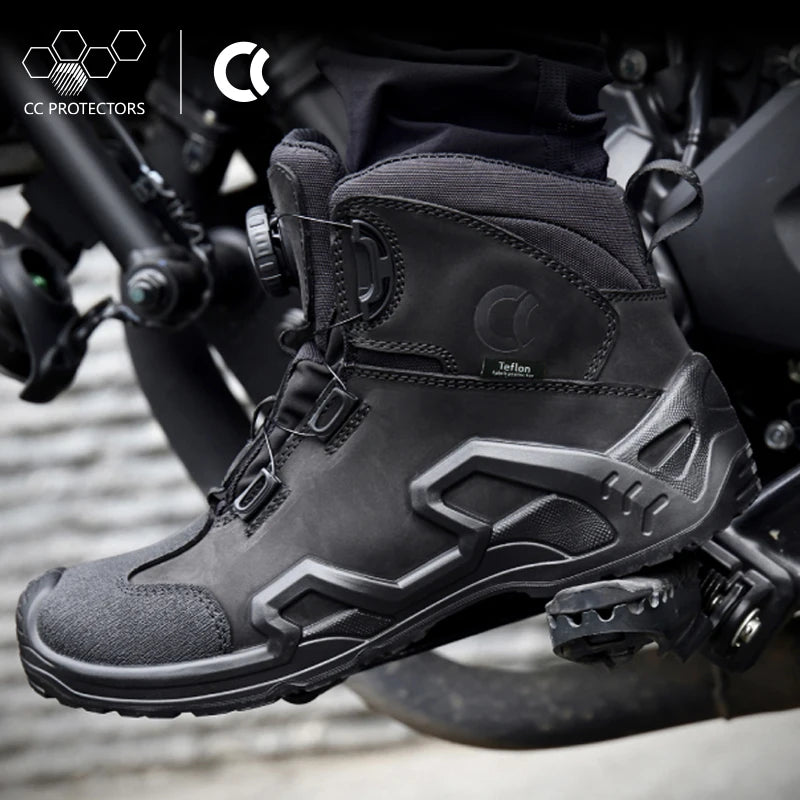 CC Motorcycle Riding Boots Men Leather Motorbike Shoes Breathable Anti-slip Anti-fall XRD Ankle Protection Motocross Short Boots