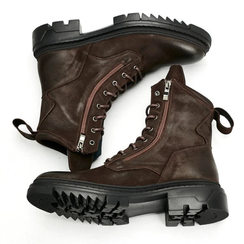 Retro Leather Motorcycle Riding Boots Riding Boots British Cool Man Handmade High-top Winter Work Shoes