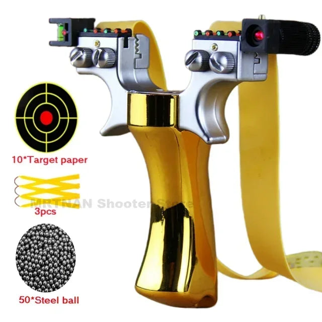 Powerful Laser Slingsshot Upgrade Outdoor Shooting Catapult Double Screw Quick Pressure Rubber Band Hunting Slingshot