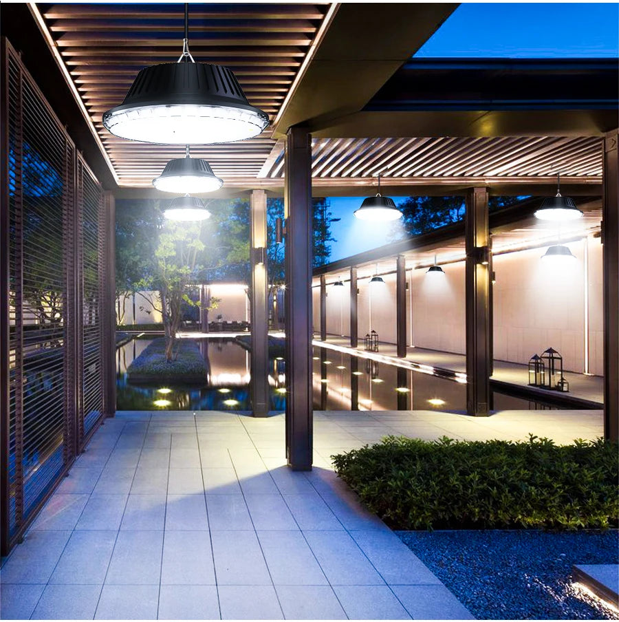 Solar Pendant Light with Motion Detector Outdoor 5M Cord Detached Indoor Waterproof Solar Shed Light for Garage Spotlights