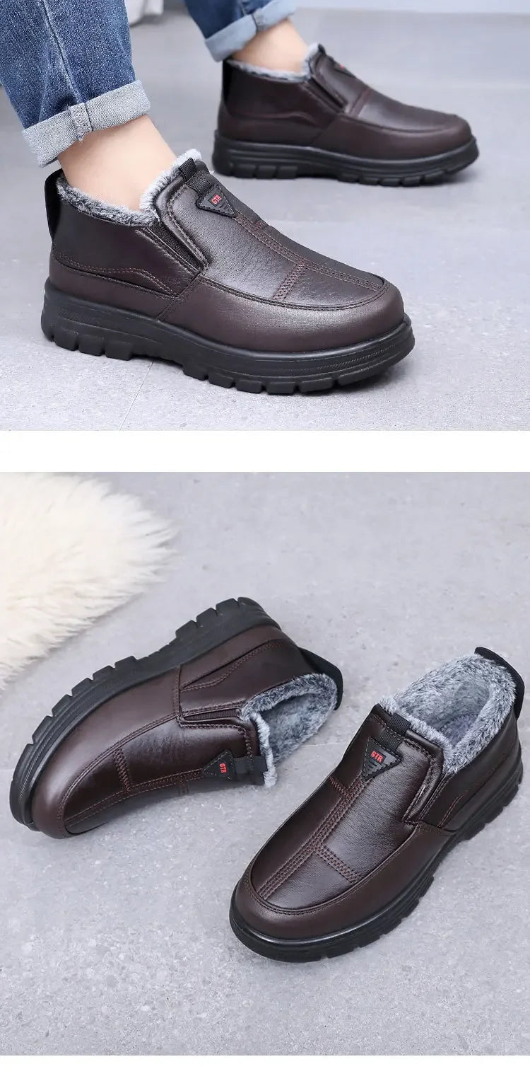 Winter Men's Boots New Plush Warm Waterproof Non Slip Cotton Boots Comfortable Outdoor Cold Proof Ankle Boots Botas Para Hombre