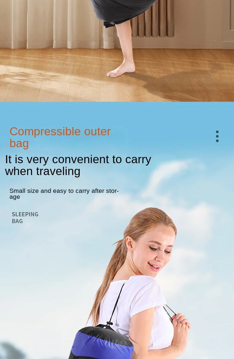 Wholesale Unisex Waterproof Nylon Sleeping Bag Envelope Style Duck Filling for Winter Keep Warm Adults Use Outdoor Camping Hike