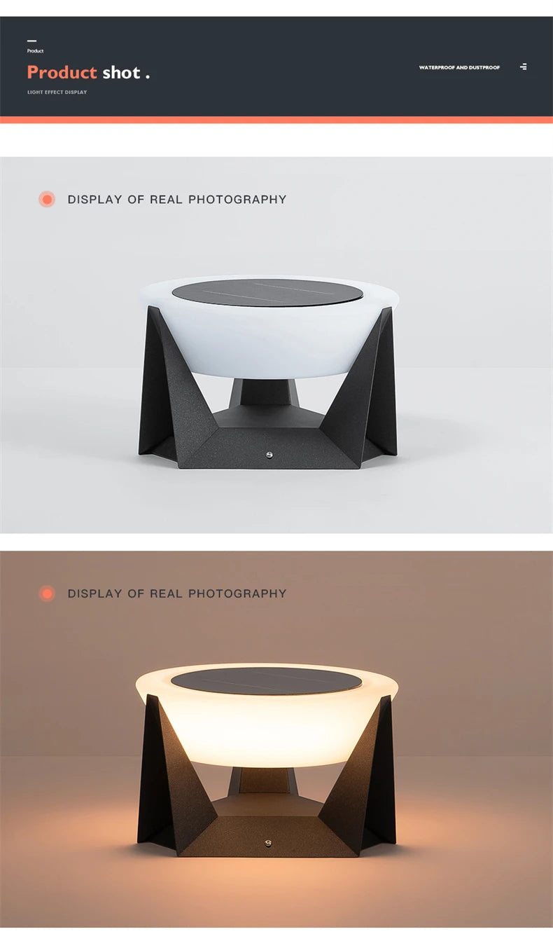 LED Solar Light Outdoor Garden Column Lamps Post Lights Waterproof Fence Gate Cap Lighting Lantern Head Fixture Patio Decoration