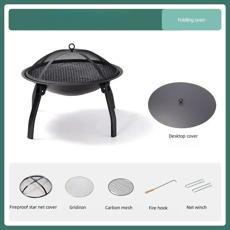 Camping Fire Pit Bonfire Charcoal Barbecue Stove Fire Wood Heater Outdoor Burner Winter Insulation  Bbq Grill Outdoor  Grill