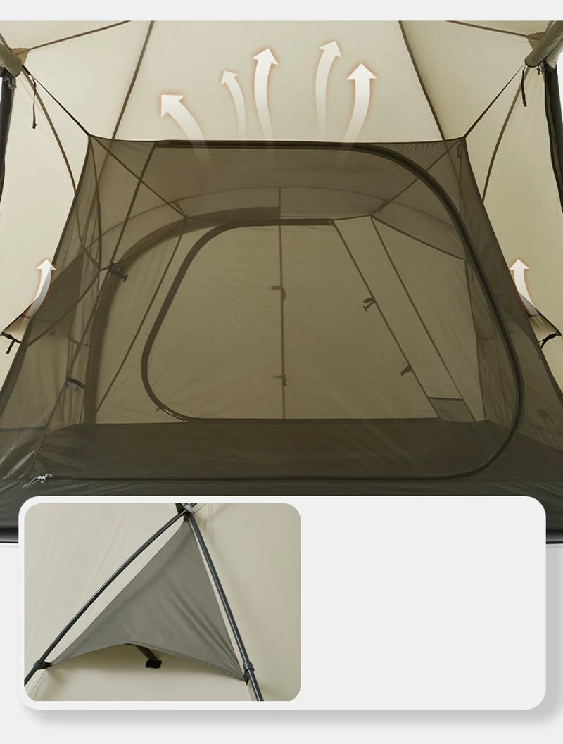 Naturehike Shandi 2.0 Tunnel Dome Tent for 4 Person Family Outdoor Camping Double Layers Waterproof 30D polyester Hiking Tents