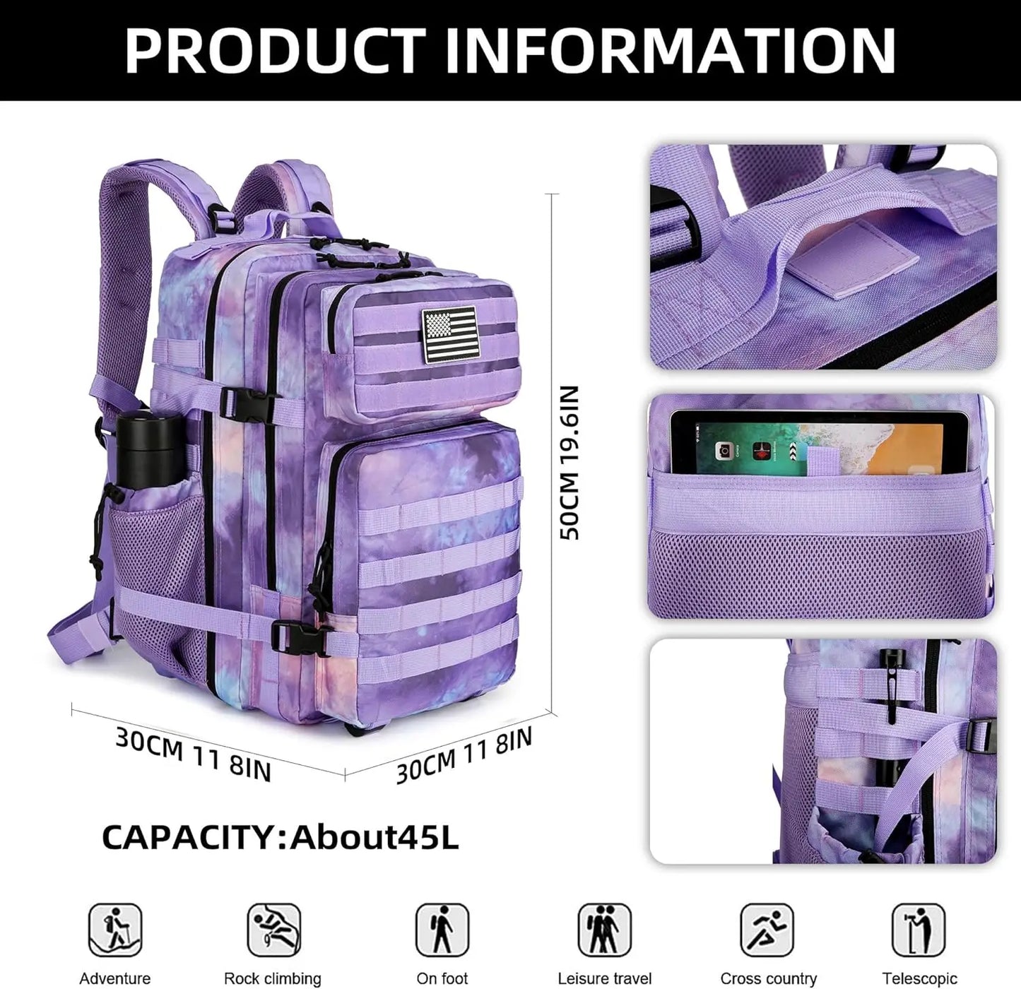 20L 45L 3P Tactical  Backpack Bag 3 Day Assault Outdoor Backpack Waterproof Climbing Rucksack Camping Hiking Hunting Mochila Bag