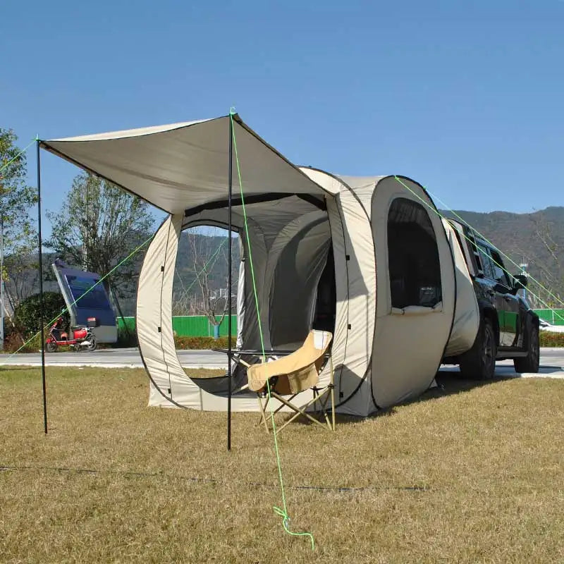 Pop-up SUV Camping Tent: 4 Person Instant Easy Setup Family Tent Connected to Vehicles to Achieve the Freedom of Heat&Cooling
